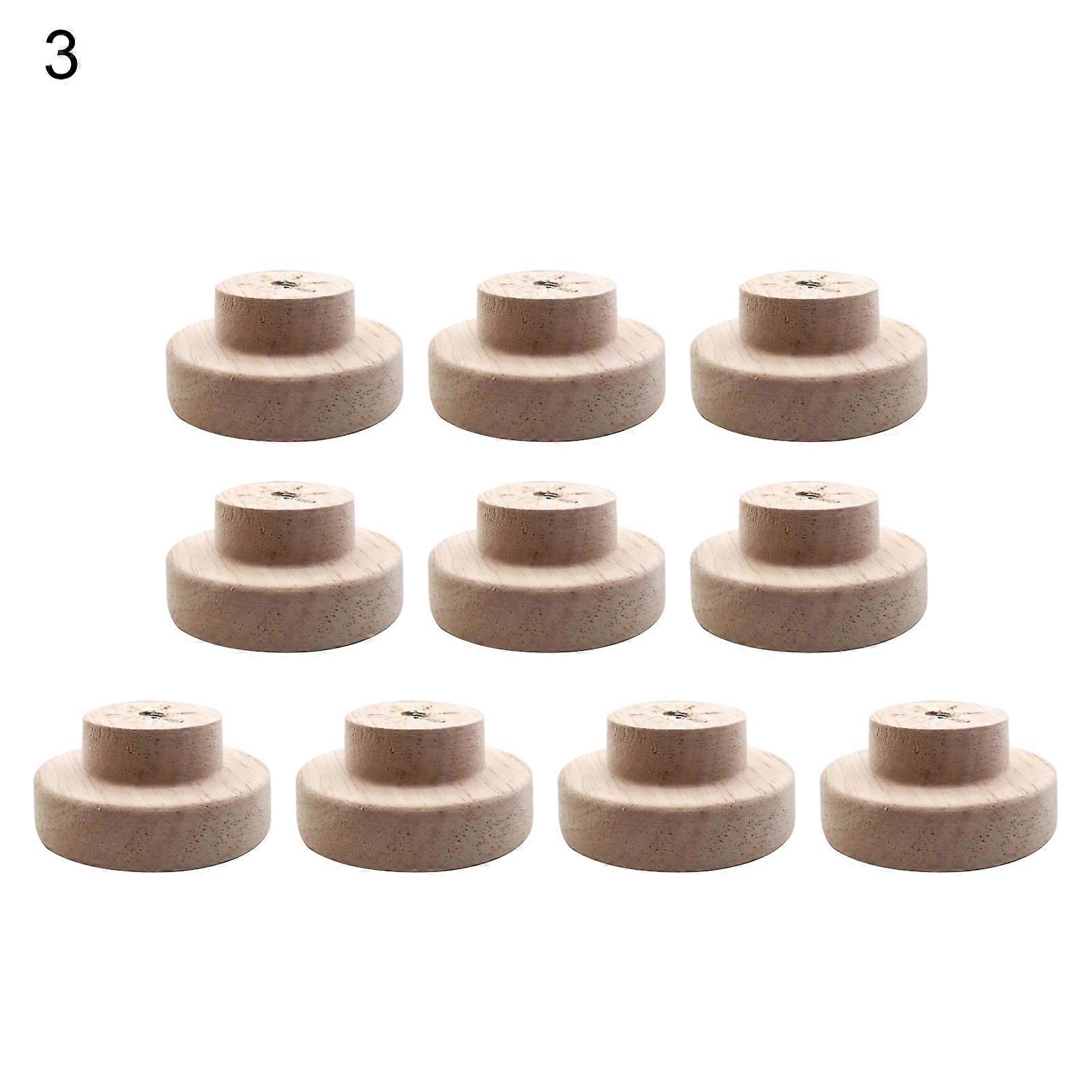 10Pcs Drawer Knobs Round Easy Installation Rubber Wood Mini Wooden Furniture Door Pull Knobs for Drawers