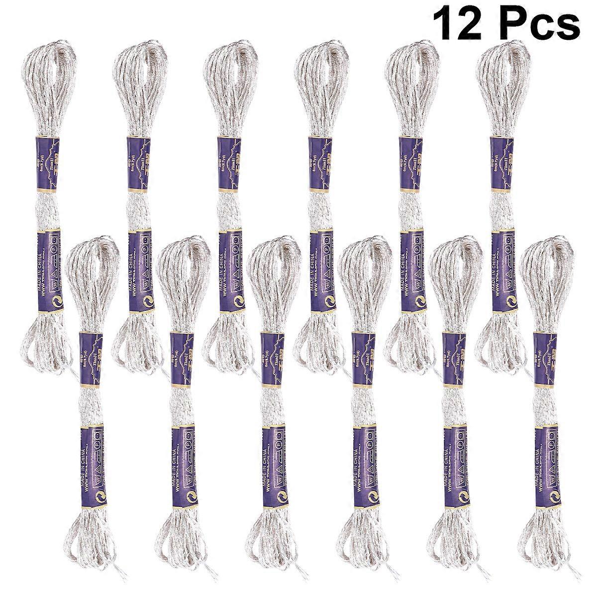 12PCS 8 Meter 12 Strands Metallic Embroidery Thread DIY Portable ...