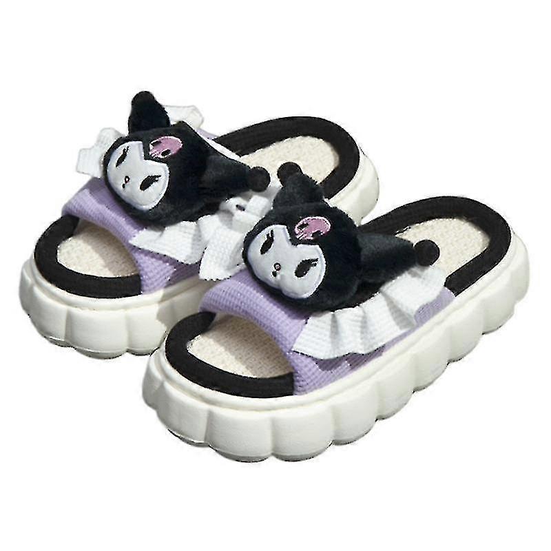 Sanrio Kuromi Linne Tofflor Förtjockad Botten Hem Tofflor-r