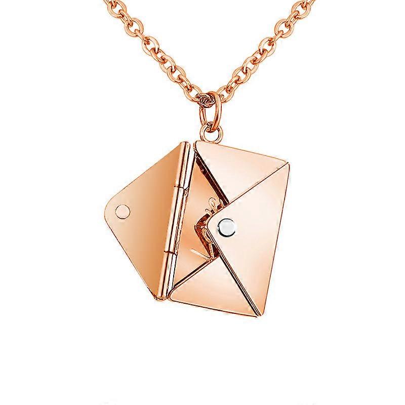 Enveloppe Médaillon Collier Amour Vous Secret Message Caché Pendentif Cadeau Bijoux en Acier Inoxydable