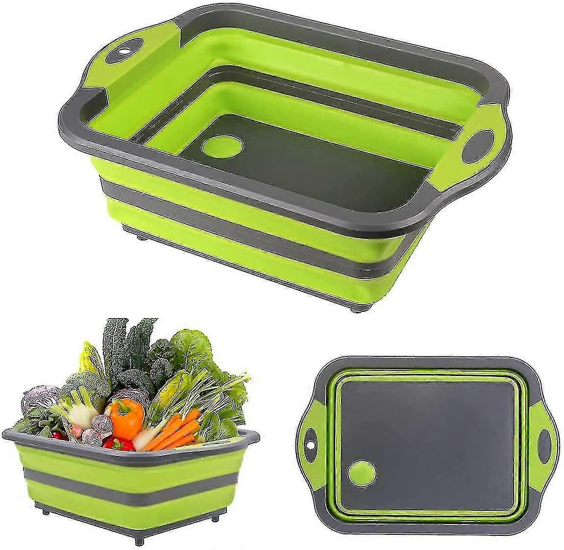 4 In 1 Foldable Cutting Board With Sink (Green)