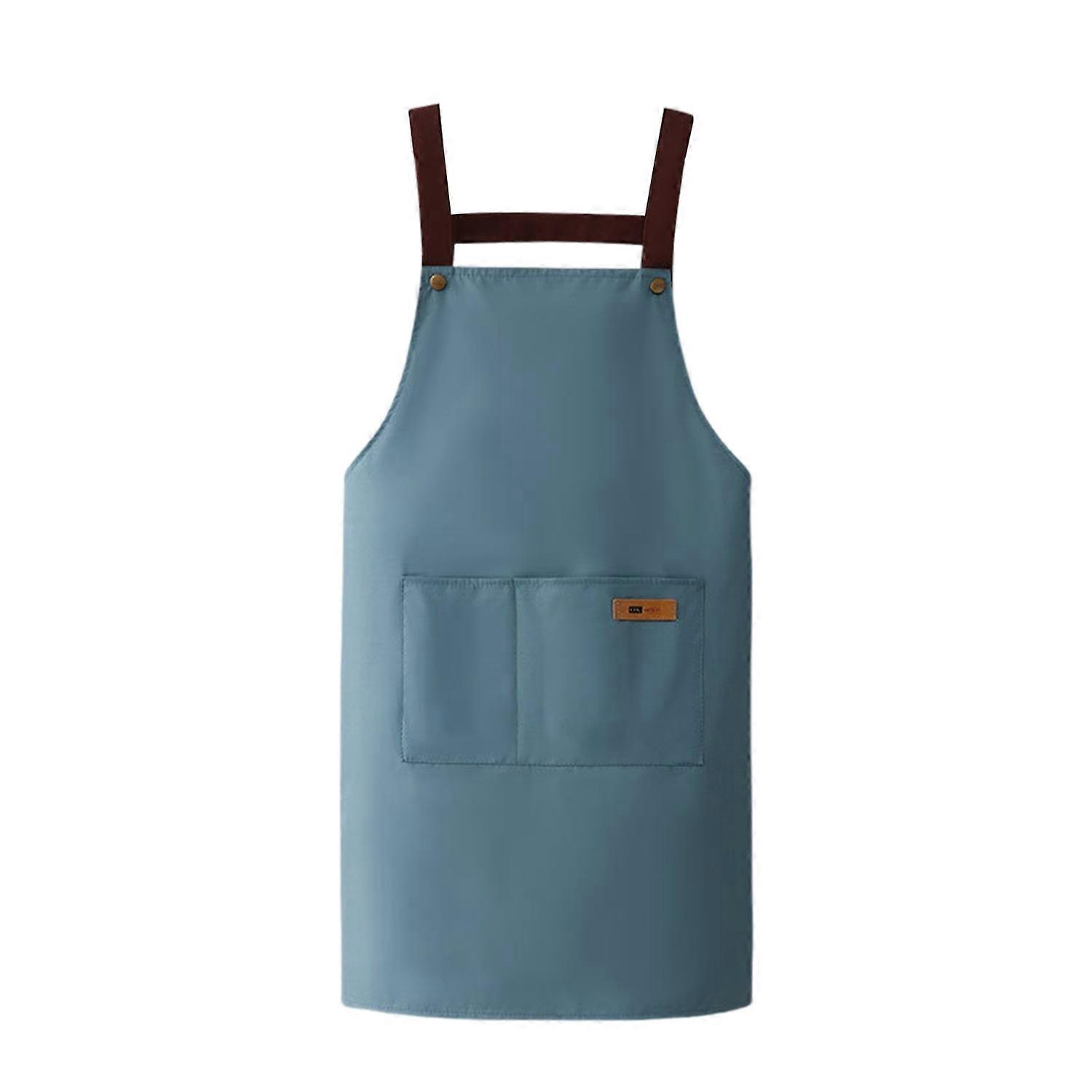 Waterproof Apron Large Pocket Oil-proof Dust-proof Kitchen Cooking Apron with Adjustable Strap