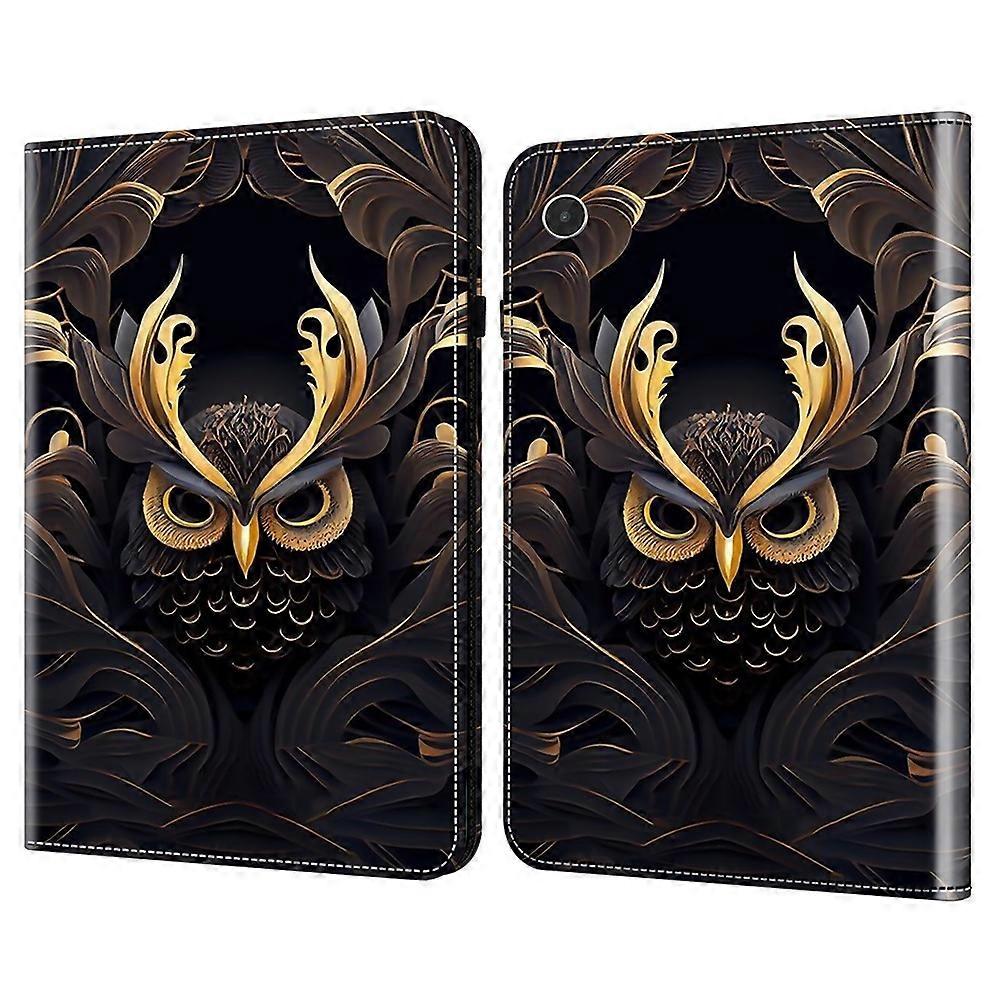 Para Lenovo Tab Plus Case Flip Stand Leather Tablet Cover Pattern Printed - Owl