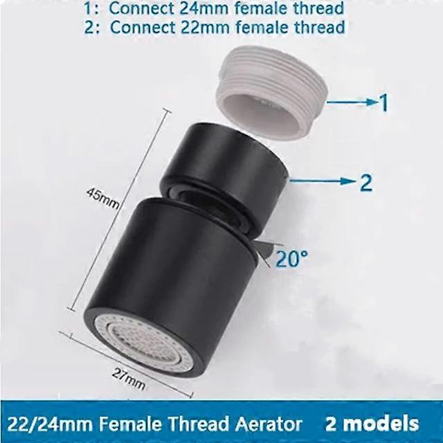 Black Tap Aerator Splash-proof Swivel Water Saving 360-Degree Double Modes  Faucet Spray Head Wash Basin Tap Extender Adapter