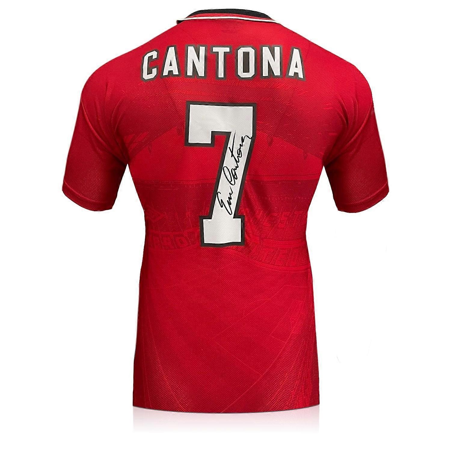 Eric Cantona υπέγραψε αρχική Manchester United 1996 εντός έδρας φανέλα ποδοσφαίρου (Fan Style Print)