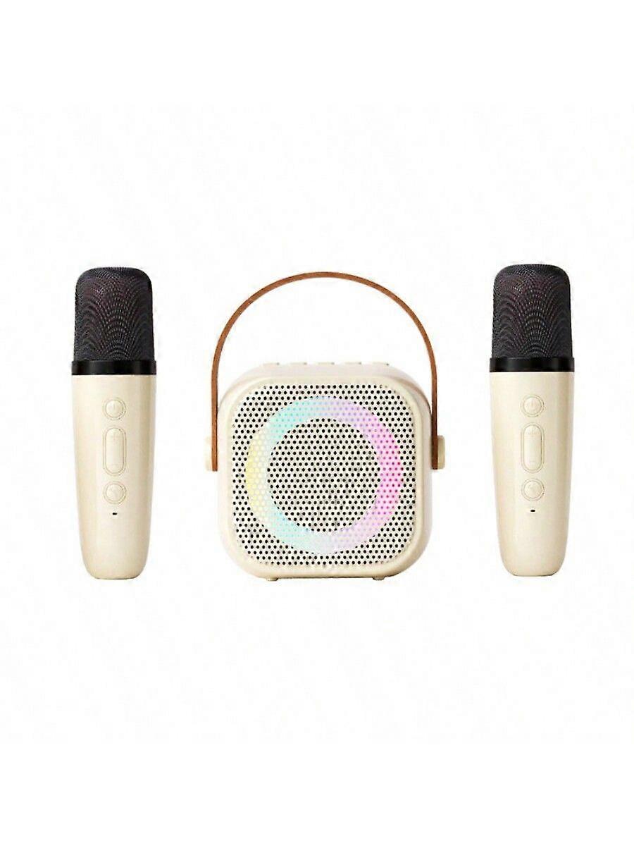 2 Microphones, Mini Youngsters's Karaoke Machine With Colorful Lights, Outdoor Portable Wireless Microphone, Karaoke Speaker, LED Lights, Suitable For