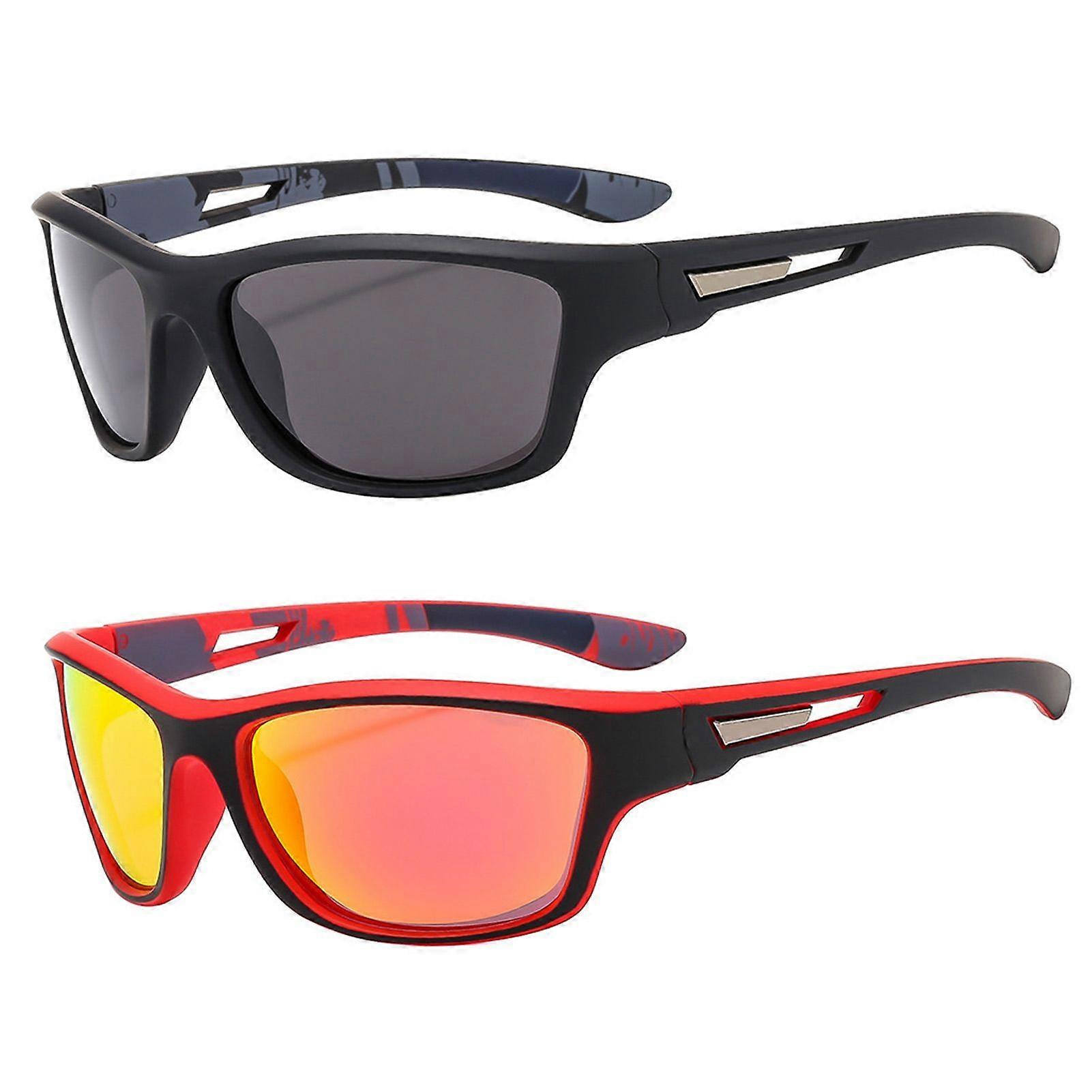 2 Pairs Polarized Sunglasses UV Protection Retro Style Windproof PC Lens Day And Night Use Block Sunlight Vacation Beach Spectacles Outdoor Eyewear