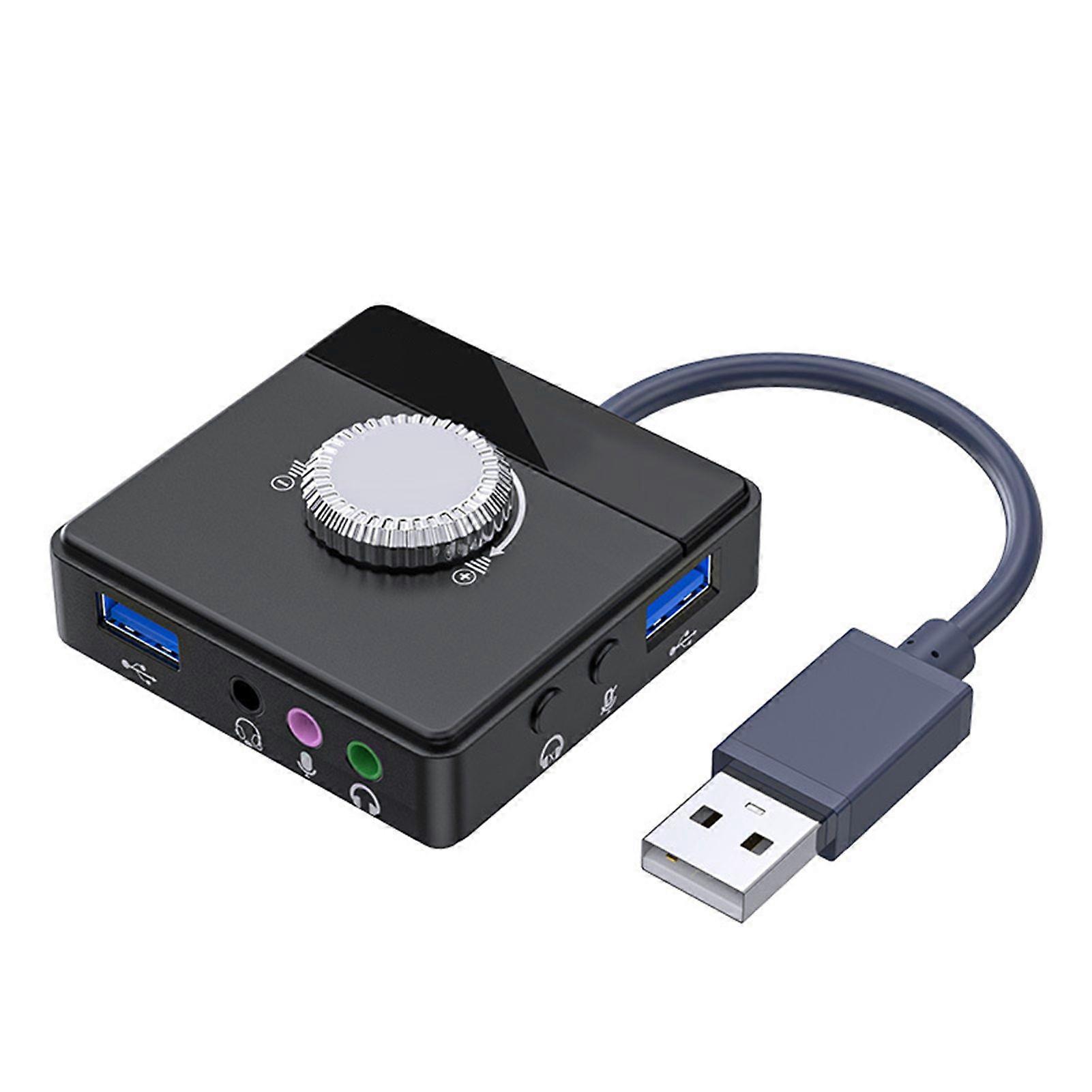 USB External Sound Card 3.5mm Jack Driver-Free Volume Adjustable Sound Card Tablet Computer Microphone External Stereo Audio Adapter