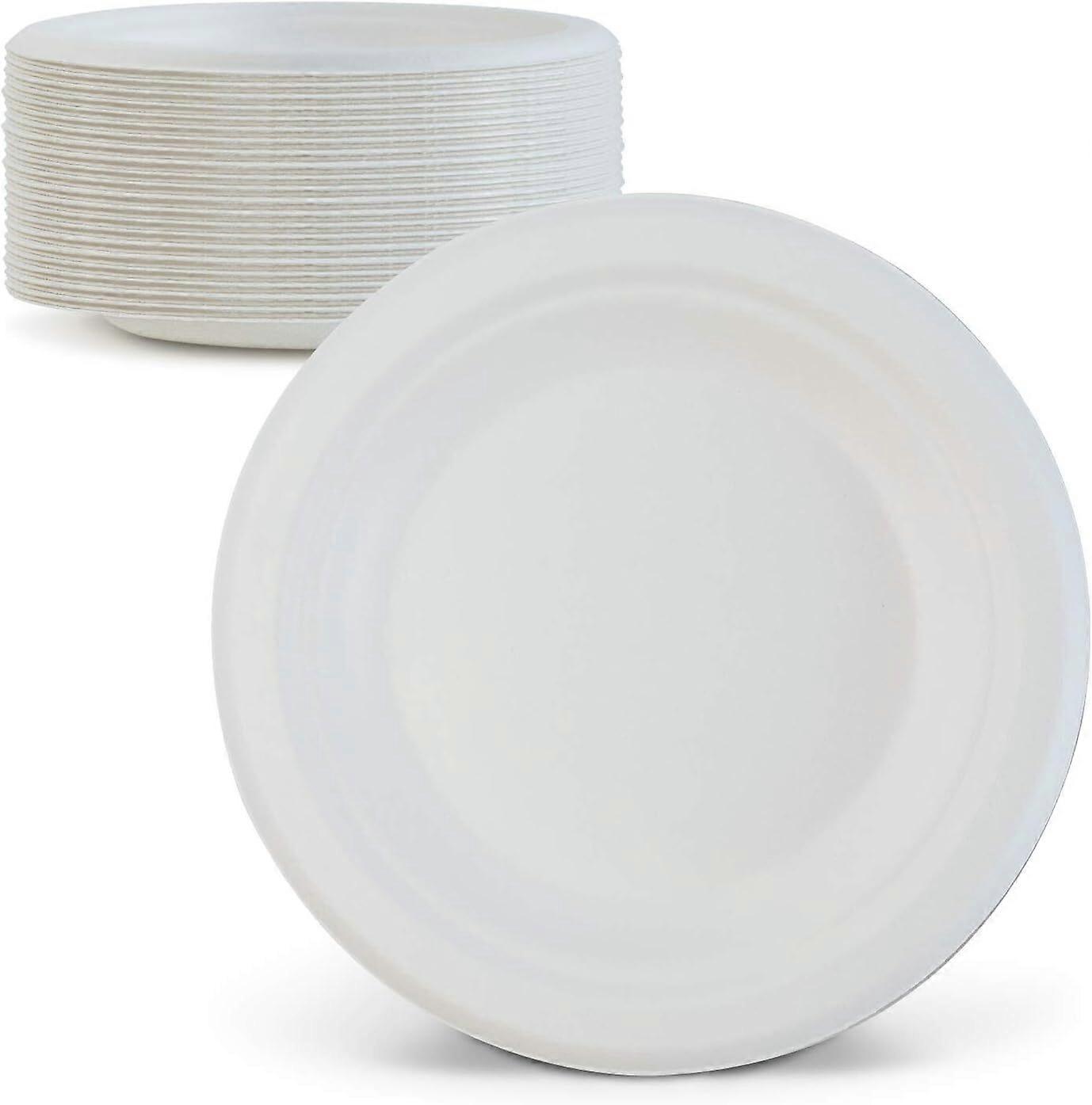 144pcs Disposable Sugarcane Bagasse Round Plates