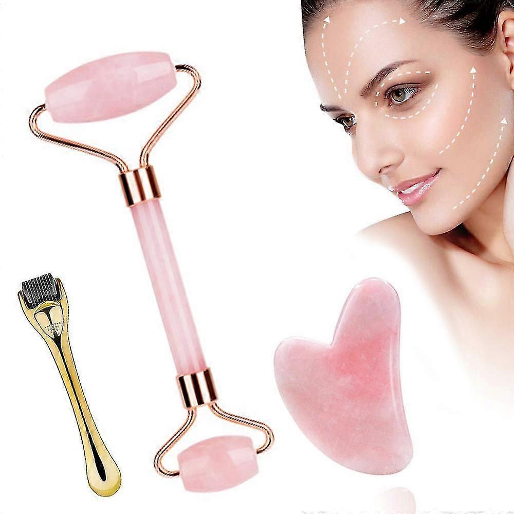 Jade Roller Set 3 In 1 With F Roller, Quartz Roller, Anti-ageing F Roller For F Ne Skin Fir, Muscle Relaxation