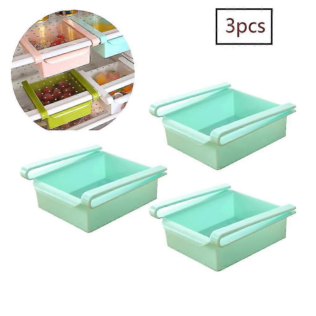 3 Pieces Fridge Drawer Freezer Crisper Shelf Vegetable Storage Blue