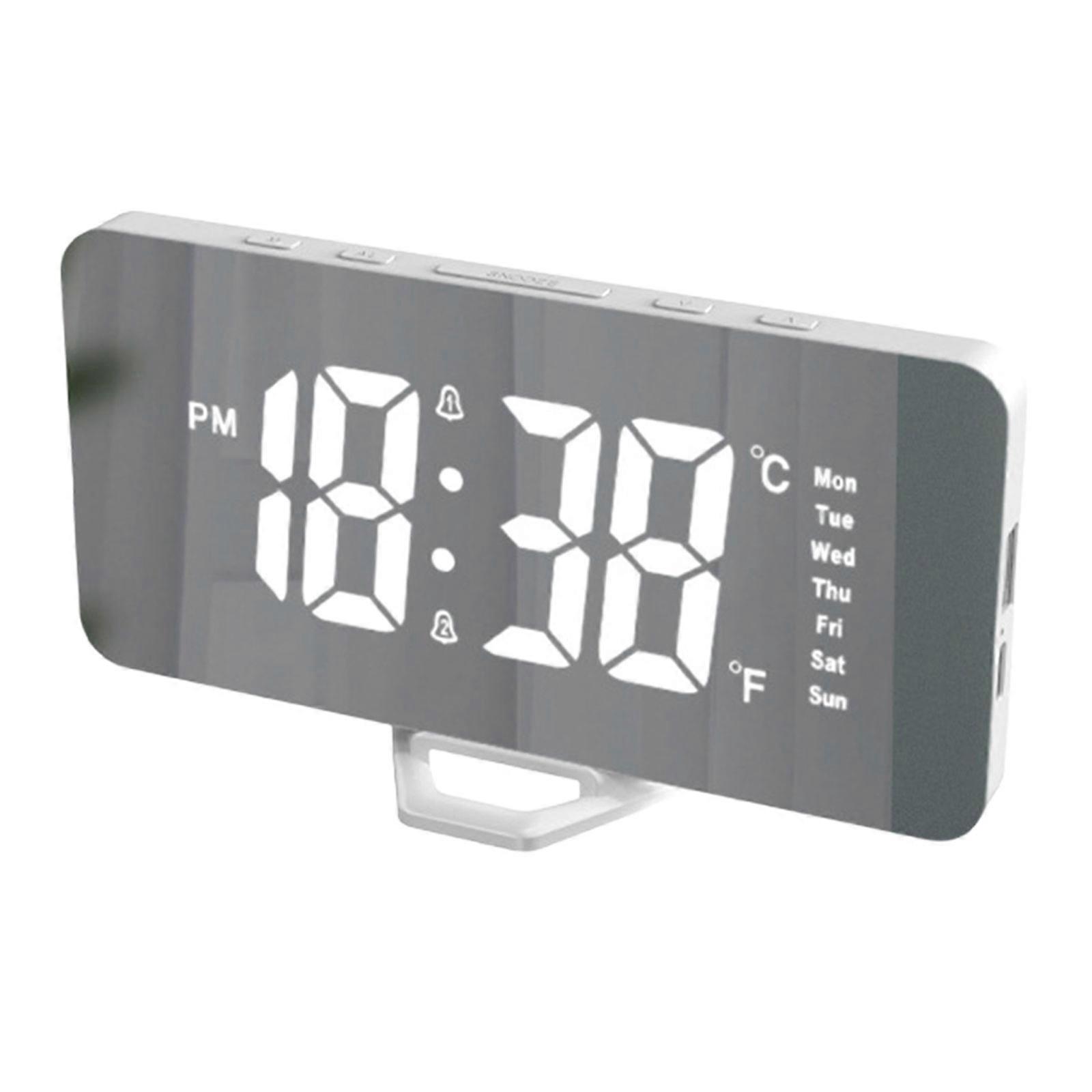 Multipurpose LED Digital Clock with Clear Display, Temperature Reading, Makeup Glass for Students and Professional