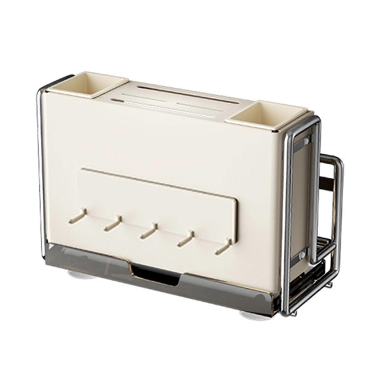 Elegant Kitchen Organizers Storage Shelf with Anti Slip Designs for Cutlery and Tools Easy Install Wall Hanging  White