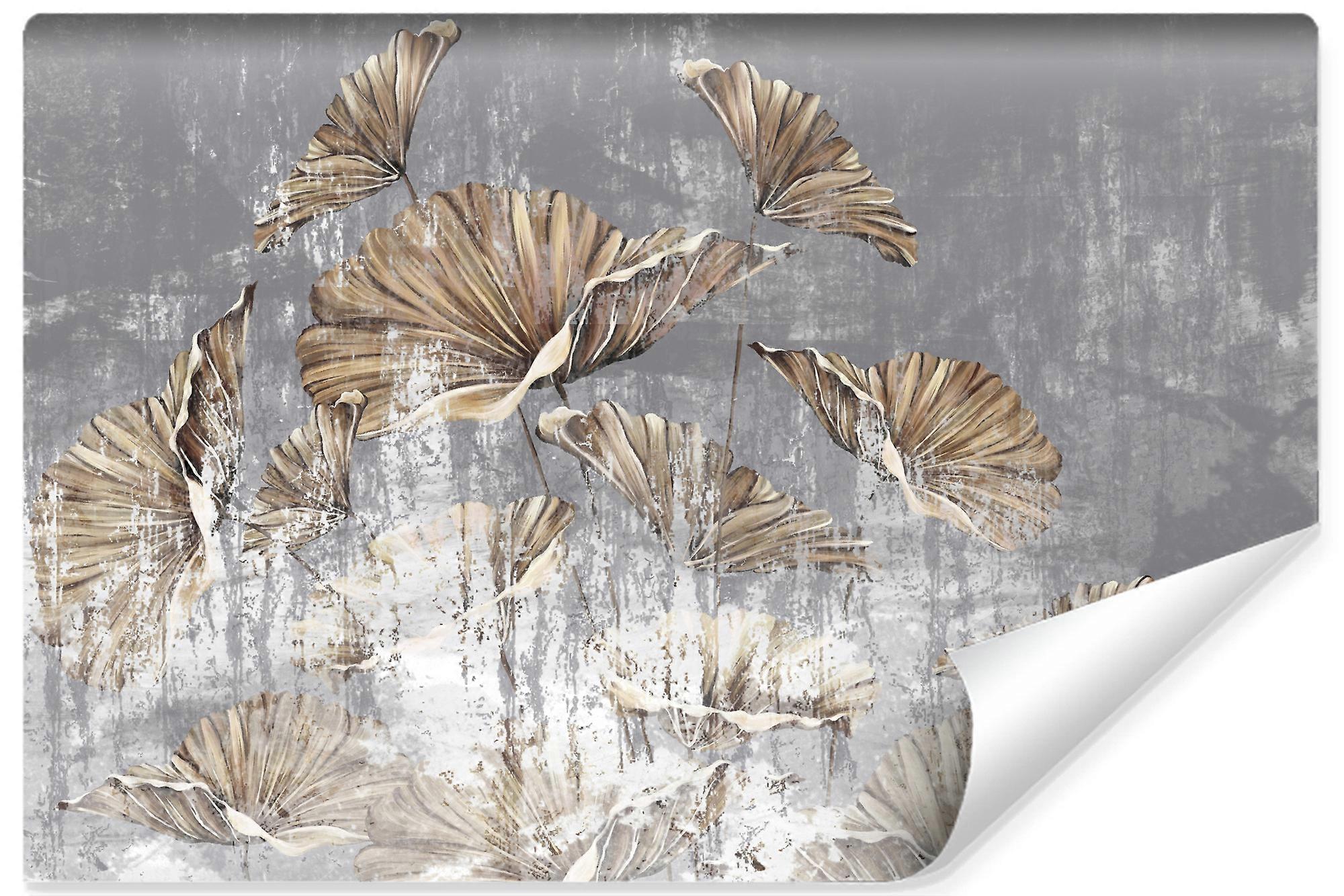 Mural de la sala de estar abstracto hojas de oro mural de hormigón