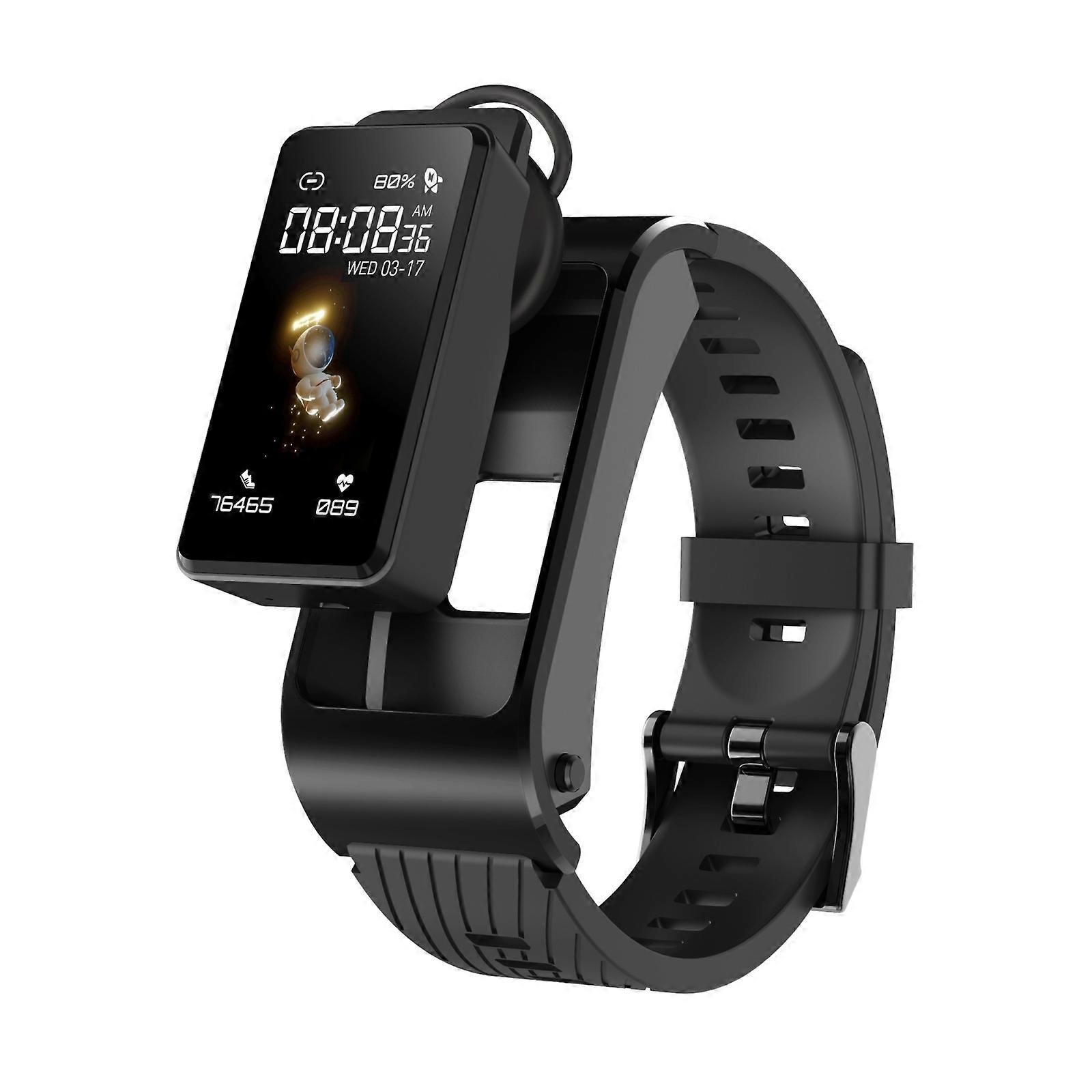 H21 1,14 pouce Silicon Band Earphone Détachable Montre intelligente Prise en charge Mesure de la température / Appel Bluetooth / Commande vocale