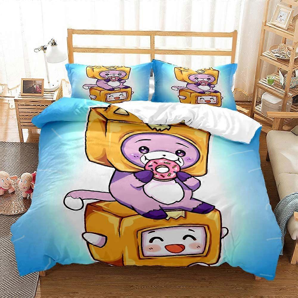 v2261 Bed Sheets Lankybox Foxy Boxy Cute Cartoon printed bedding Queen bedding set Customized King size bedding set Soft and comfortable 3-Piece Beddi