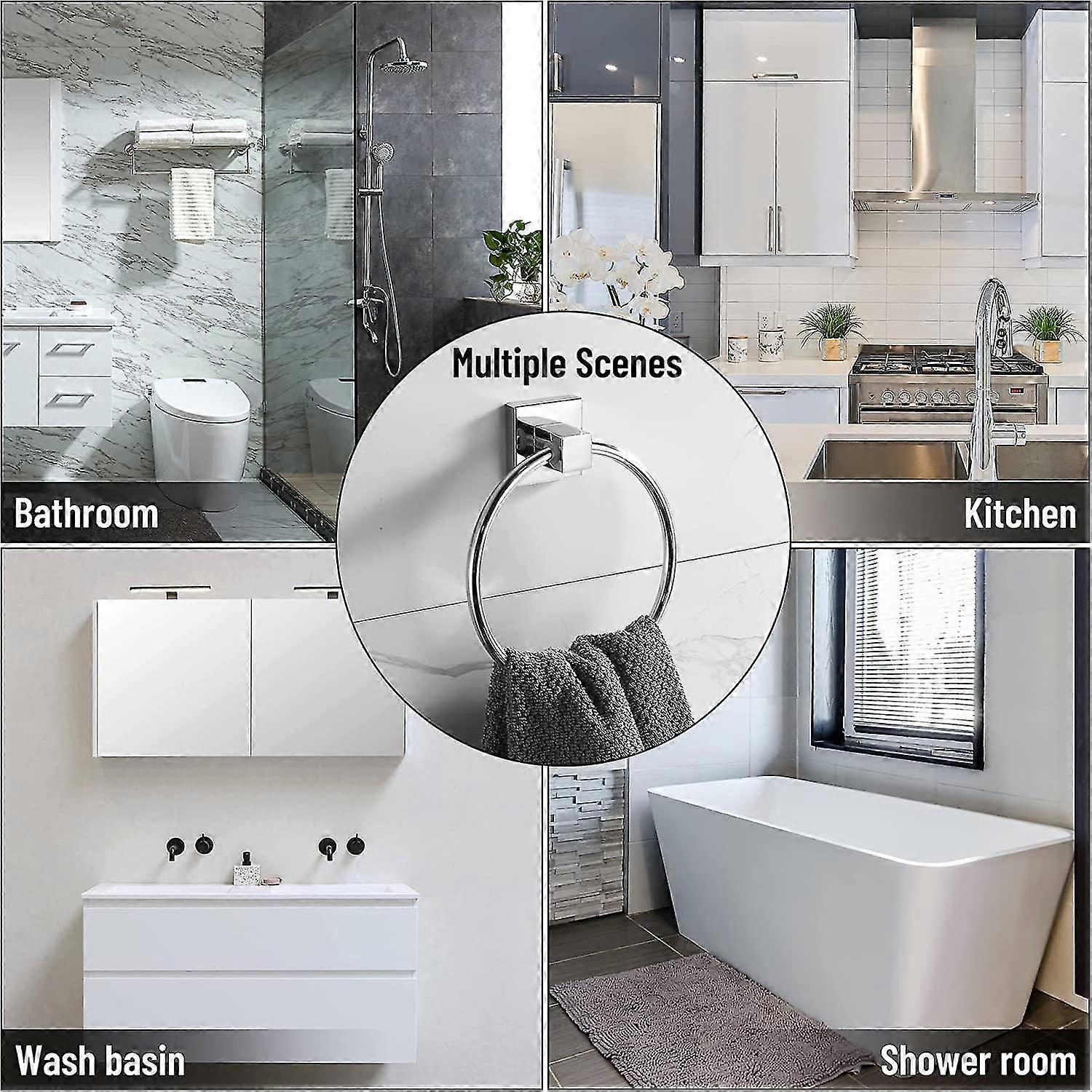 Minimalist chrome wall-mounted towel ring for bathroom