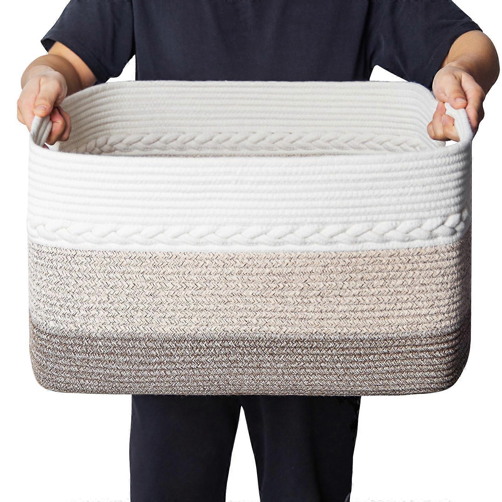 Extra Large Cotton Laundry Basket for Clothes, Towels, and Toys - Durable, Versatile, Collapsible, Stylish Design