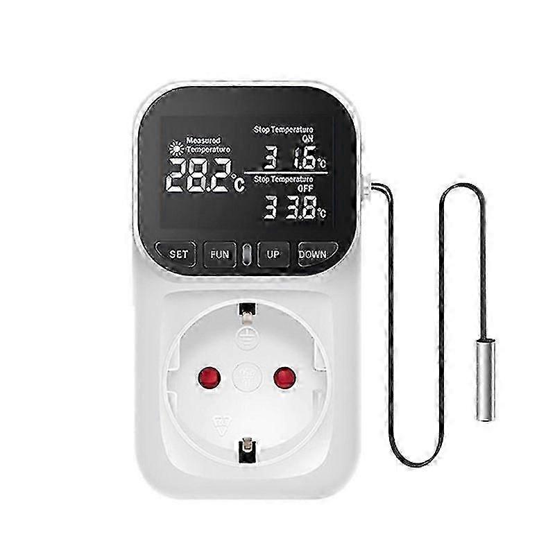 Digital Temperature Controller,Reptile Thermostat Timer Switch Plug with Sensor for Home, Greenhouse Aquaculture EU Plug