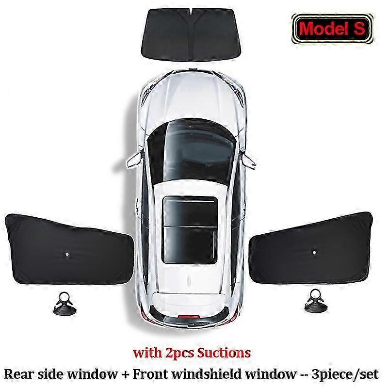 Car Sun Shade for Tesla Model 3 Y X S 2017-2023 Front Side Window Custom Sunshade Cover with Suction Rear Windshield Accessories