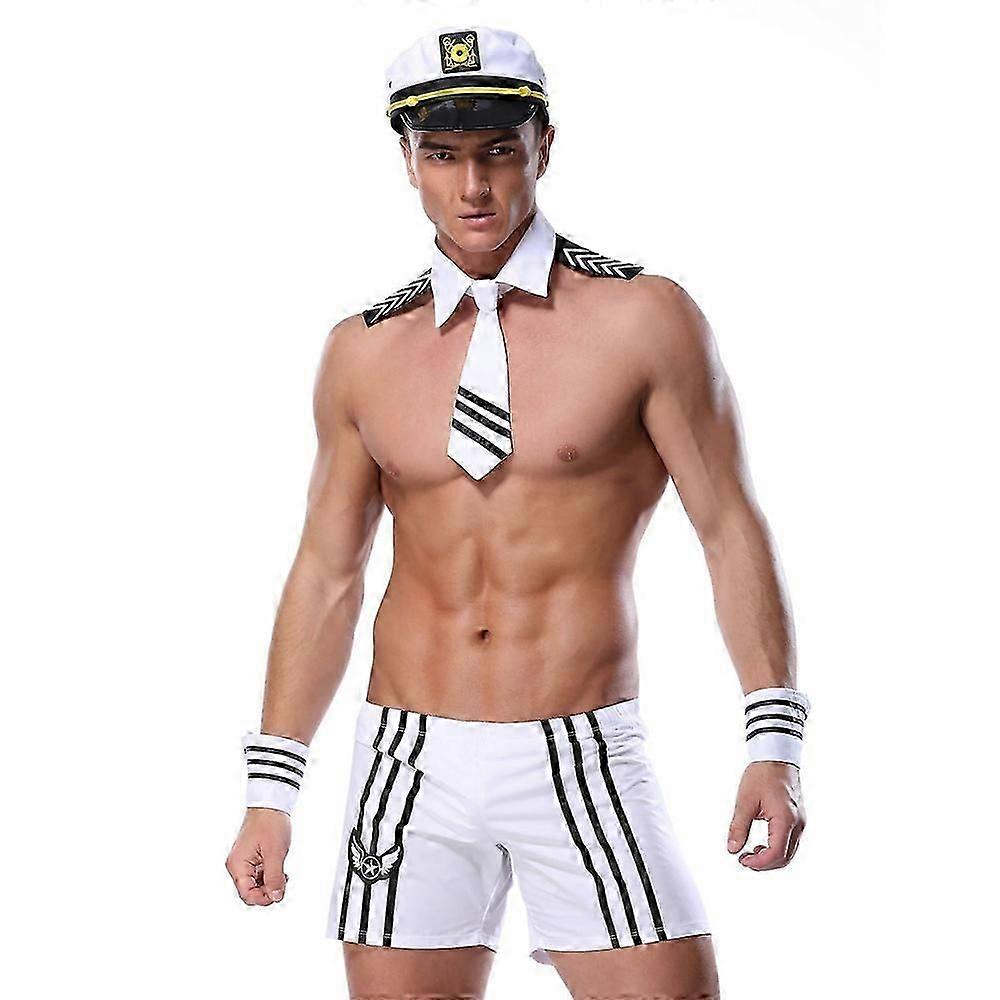Sexy Slim Fit Λευκό Seaman Man Sailor Κοστούμι Hot Erotic Sets