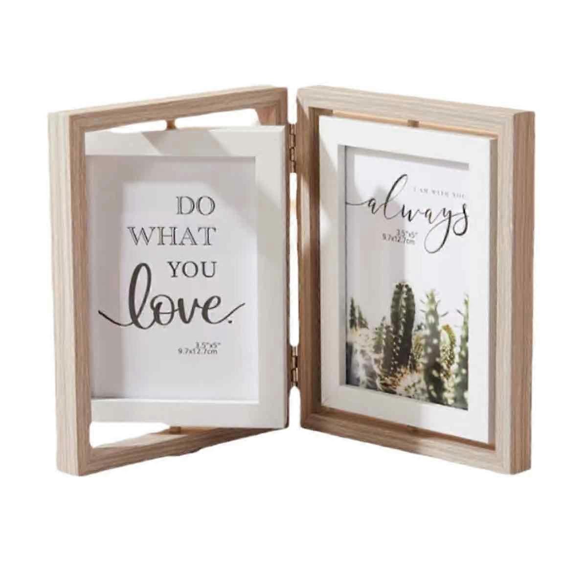 Bois double 5 pouces pliant cadre photo rotatif table de balançoire style rustique