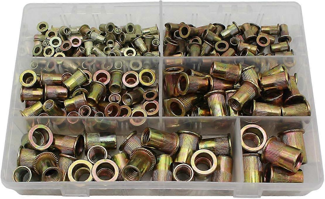 Flat Head Rivet Nut, Lightweight Durable For Various Sheets, Zinc Plated Carbon Steel Ensures Anti-Rust And High Precision, Perfect For Metal And