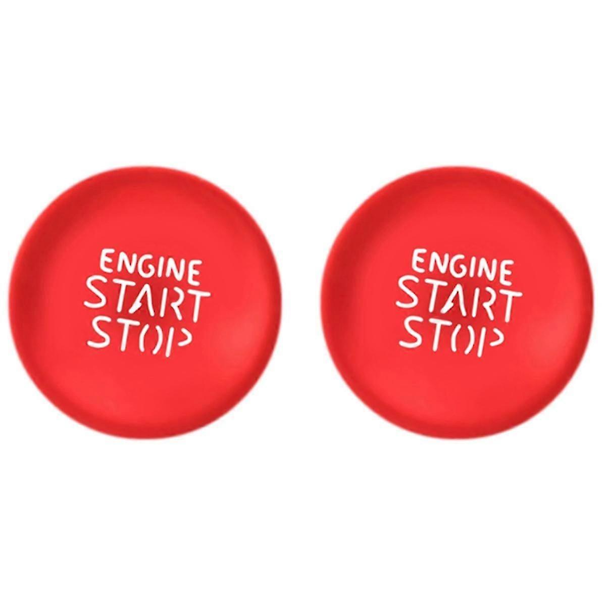 2X Car Engine Start-Stop Button Sticker One-Key Start Button Trim Sticker for 2021 2022 Red