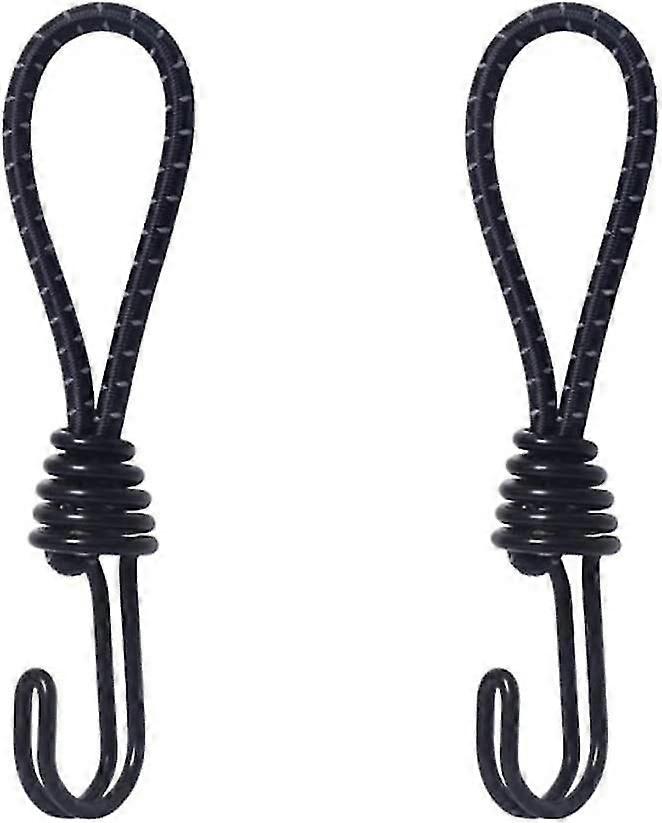 2 Pack Elastic Straps With Hooks Black 16cm Tarp Strap Awning Camping Tent