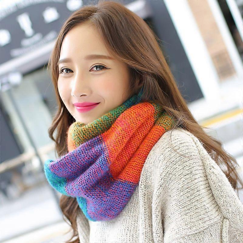 Femmes Coloré Cou Écharpe Hiver Tricoté Boucle Infini Écharpe Chaud Wrap Col Type 1