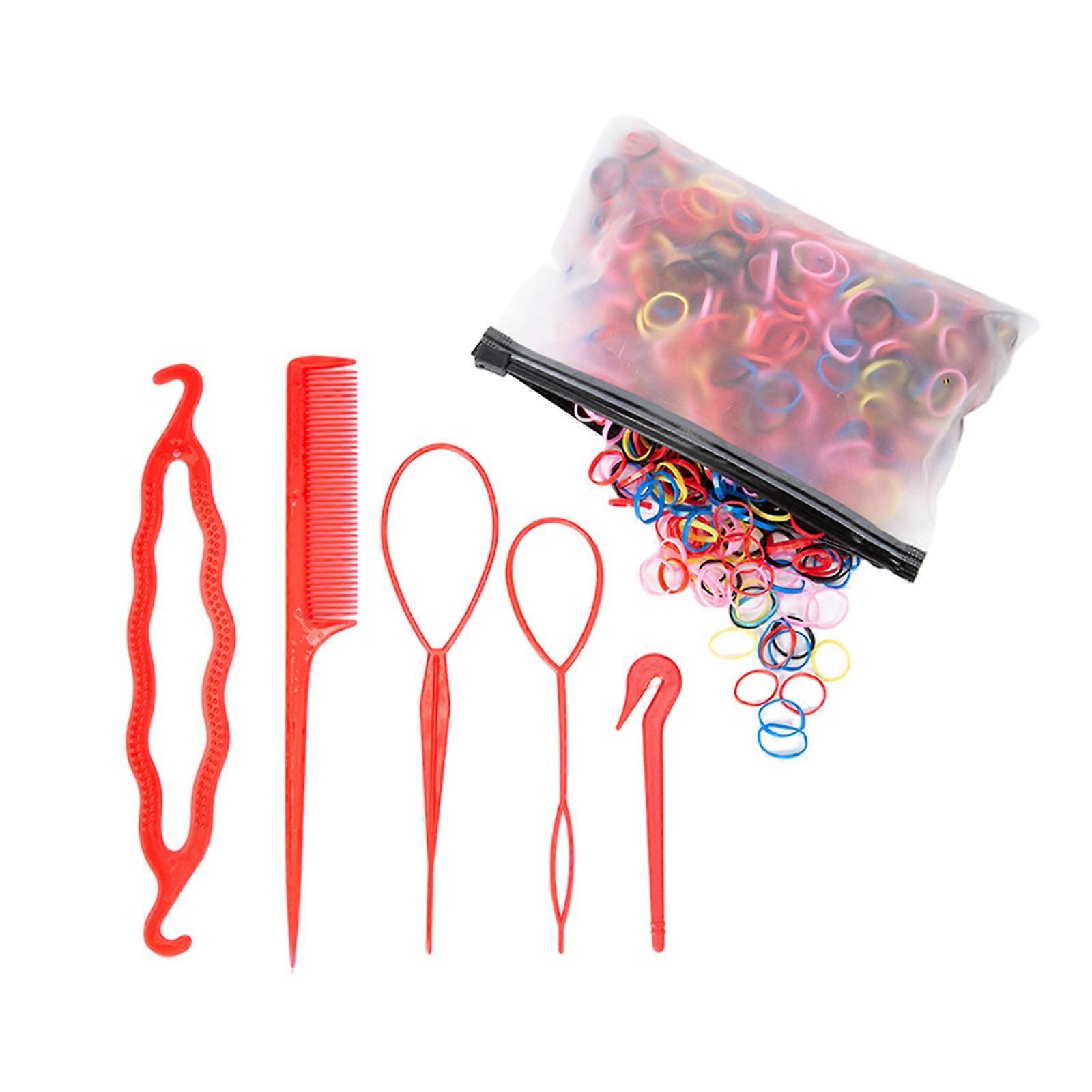 Hair Loop Styling Tools Set with Rat Tail Combs Ponytail Hair Tool Harirdressing Tool