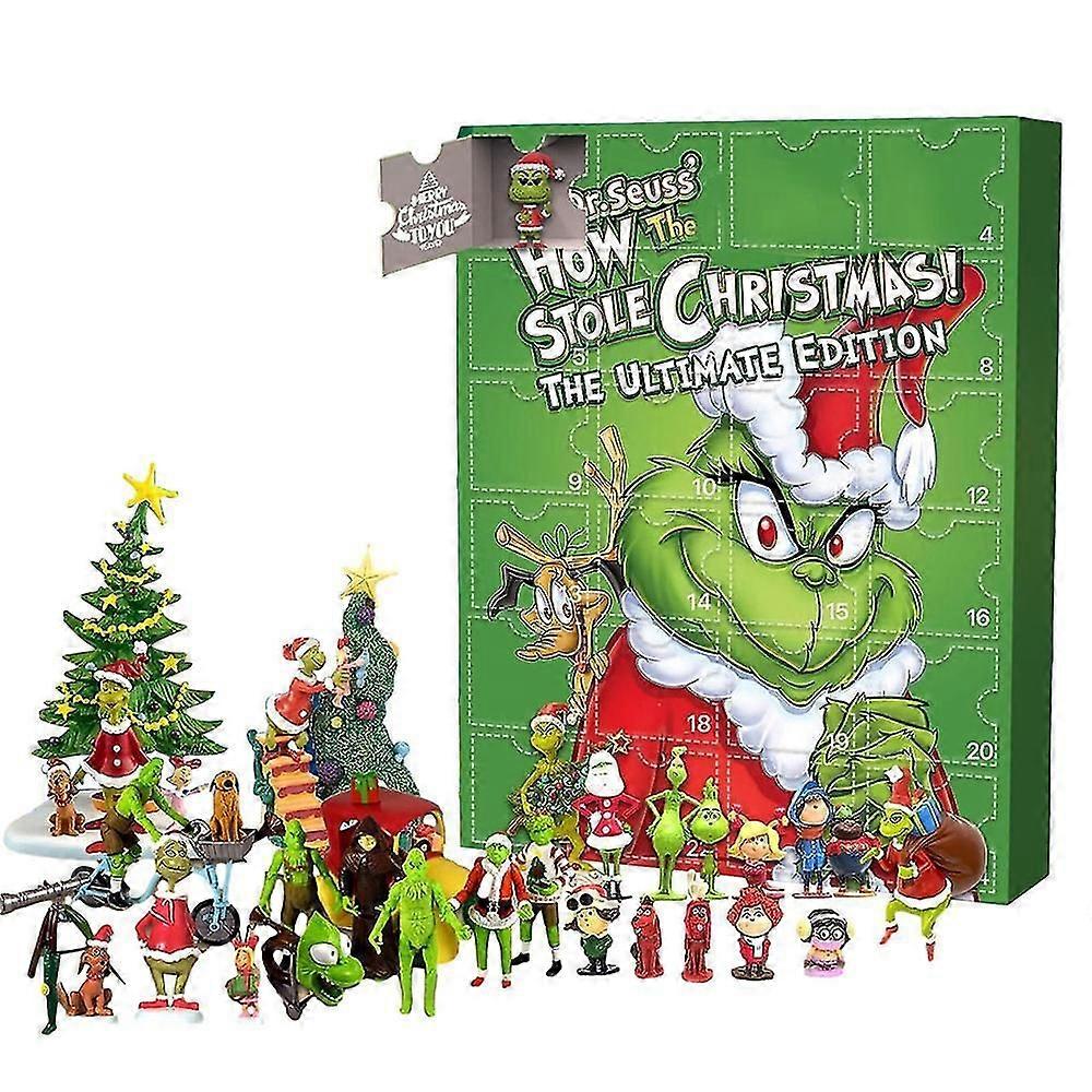 Grinchen 2023 Jul Adventskalender Figurer Staty Leksaker Set 24 Dagar Jul Nedräkningskalendrar Barnpresenter