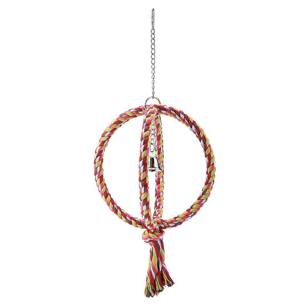 Bird Parrot Rings Rope Perch Stand Swing Toy for Cage Chewing and Play, Multi-Color Durable Accessory