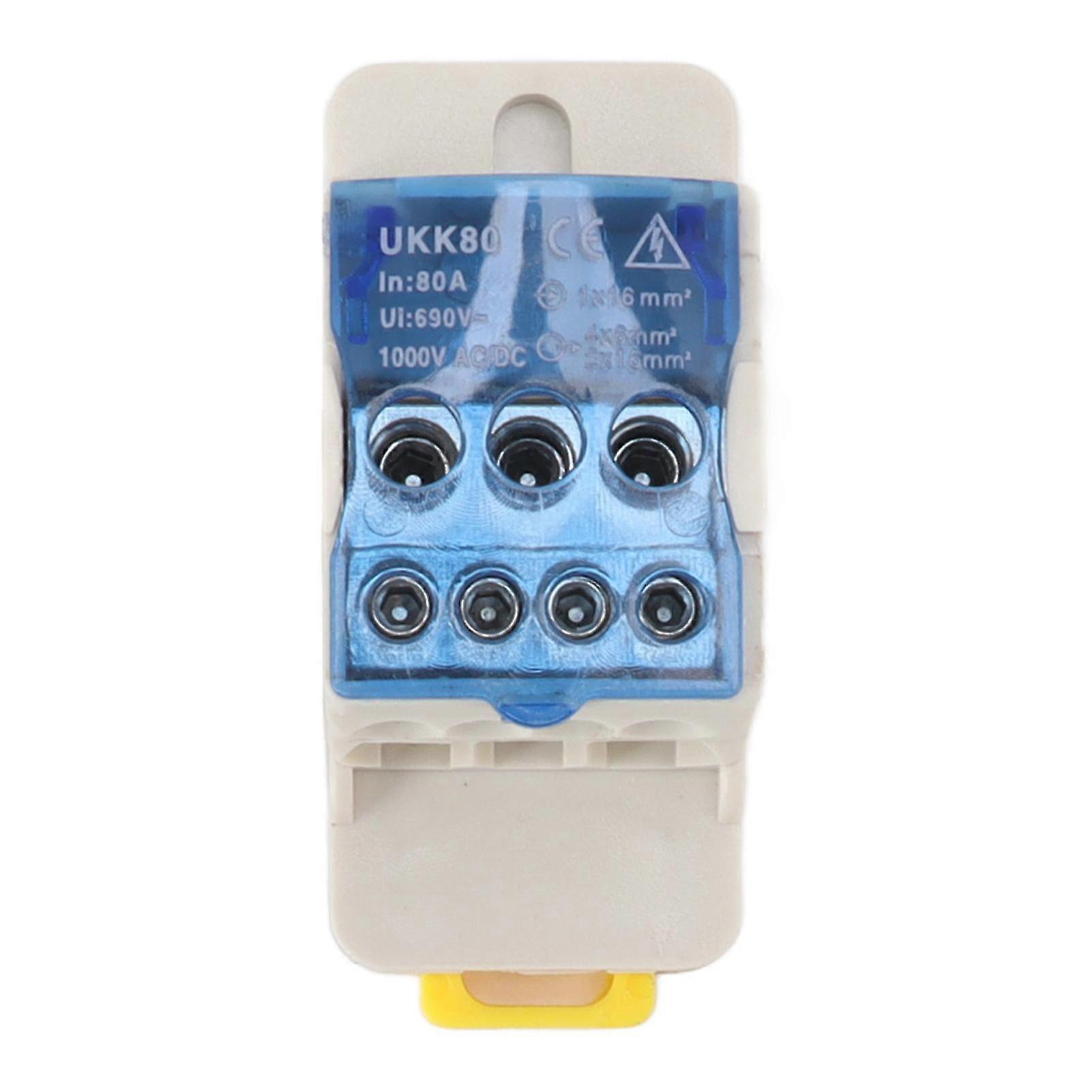 DIN Rail Power Junction Box Electrical Terminal Block Connector Distribution Box AC DC1000V 80A