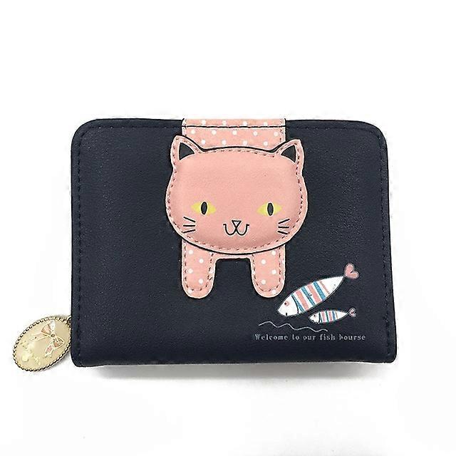 Femmes Mignon Chat Portefeuille Petit Fermeture Éclair Portefeuille PU Cuir Porte-monnaie Porte-Monnaie