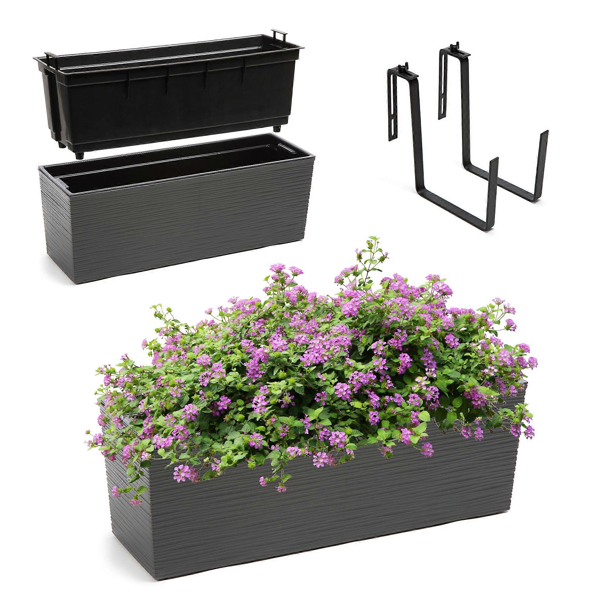 KADAX Blumentopf Balkonkastengriffe 19x56cm Graphit