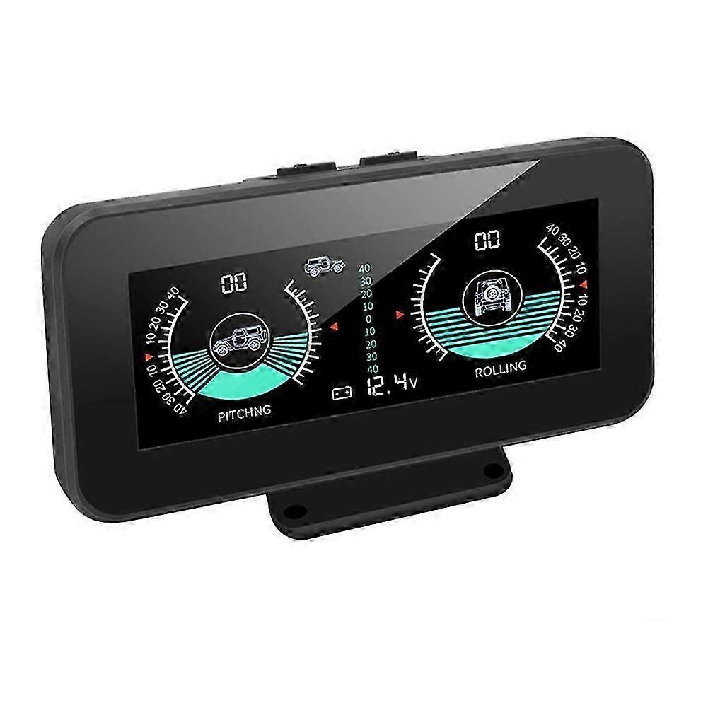 Smart Car Digital Inclinometer HD LCD Display Car Tilt Pitch Angle Alarm Auto HUD with Voltage Monitoring