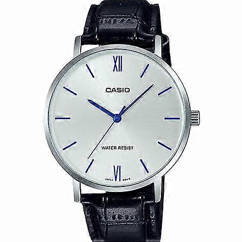 Casio Mtp-vt01l-7b1udf Men's Analog Watch – Silver Dial With Black Leather Strap
