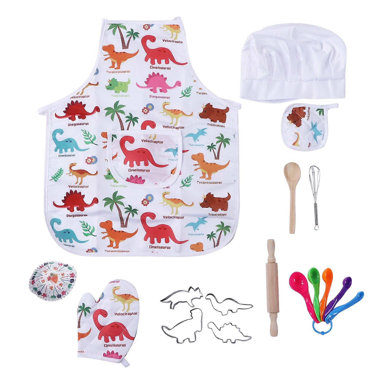Dinosaur-Themed Baking Set for Kids with Apron, Gloves, and Costume