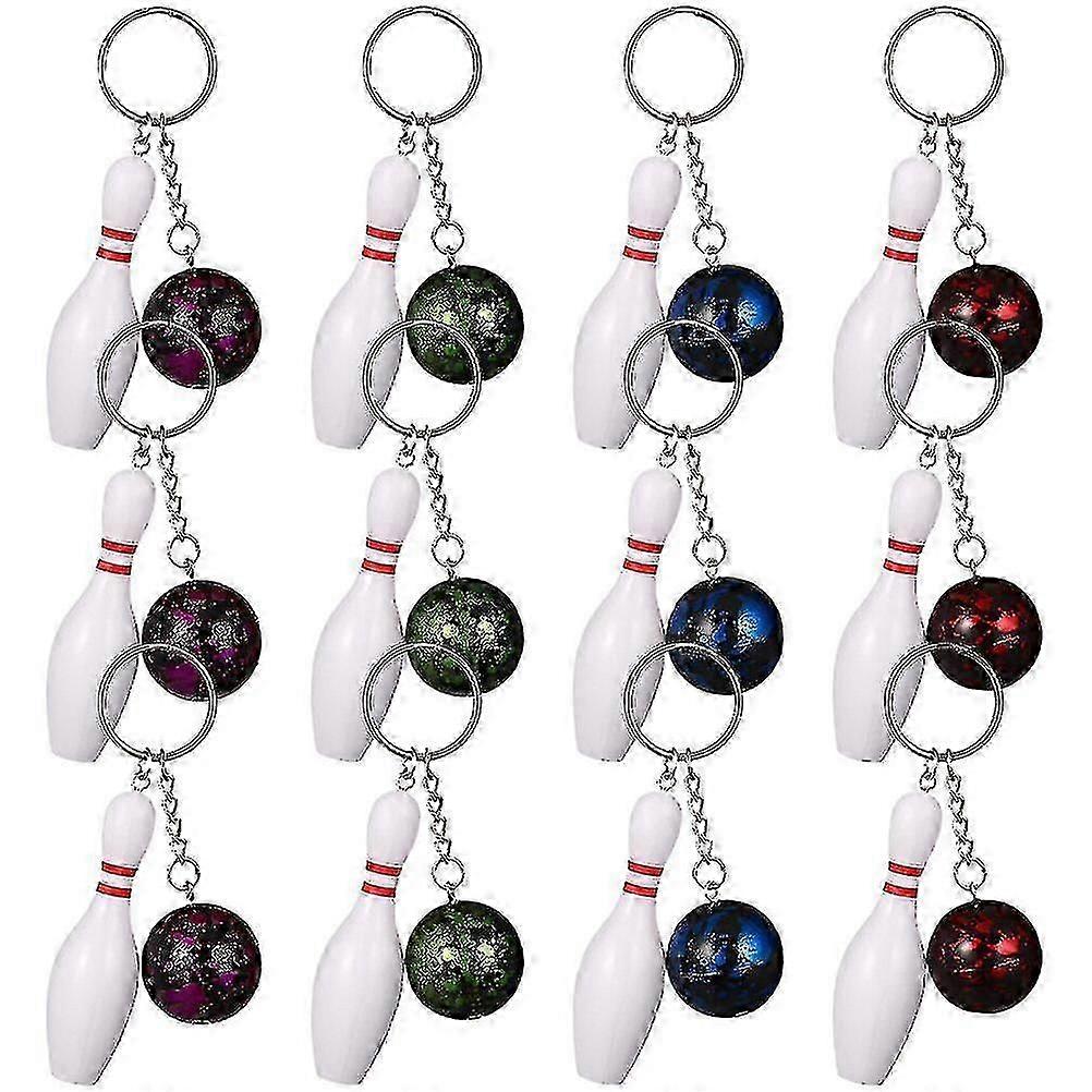 12pcs Decorative Bowling Keychains Bag Backpack Hanging Keychains Decors Small Bowling Keychains