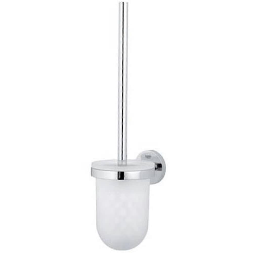Essentials Toilet Brush Set Glass-Metal, Chrome, Wall-Mounted, 398mm, Model 40374001 Round, Screws & Dowels Included