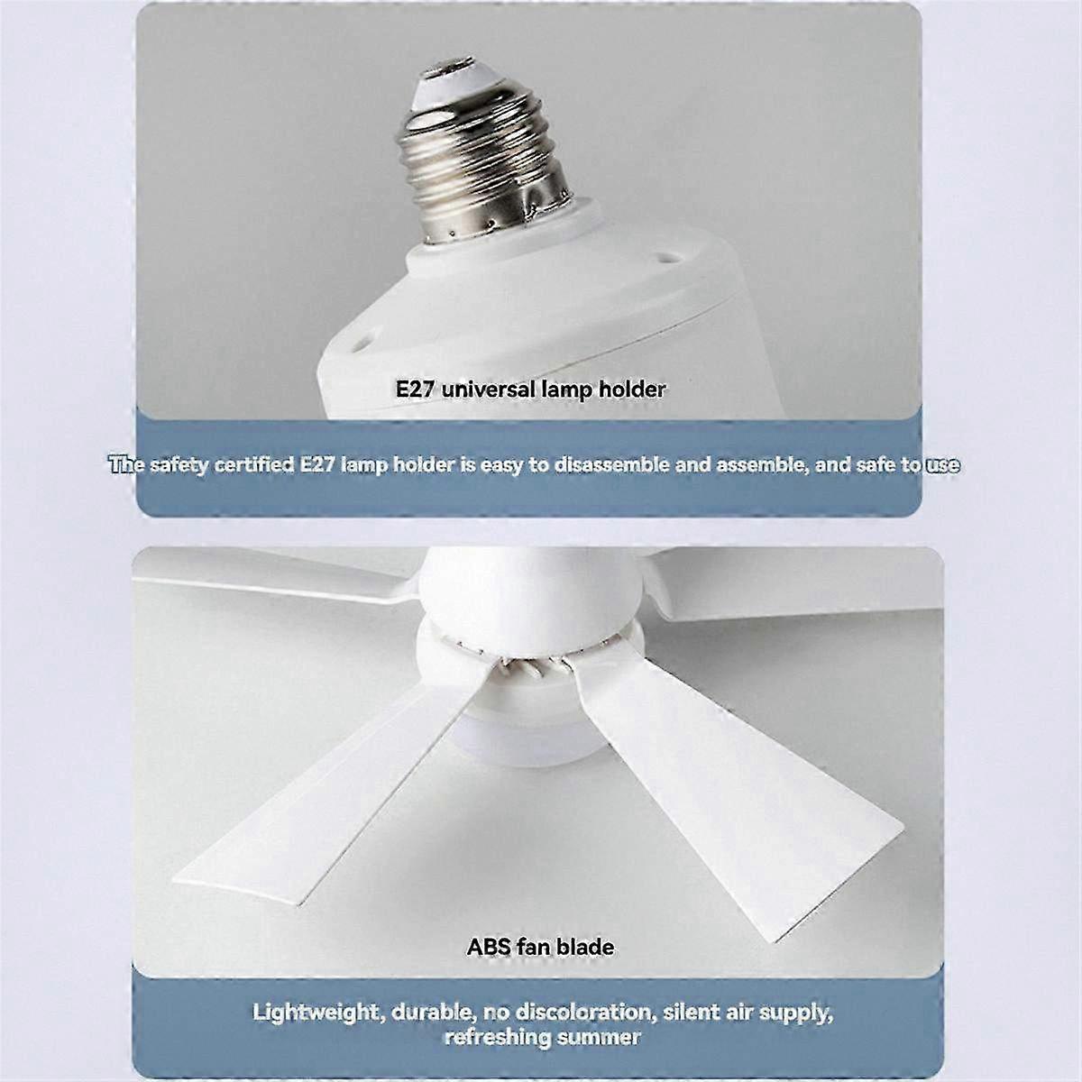 Remote Control E27 Socket LED Fan Light, 5m Range, 3-Speed Dimmable, 40W, 85-265V, Black