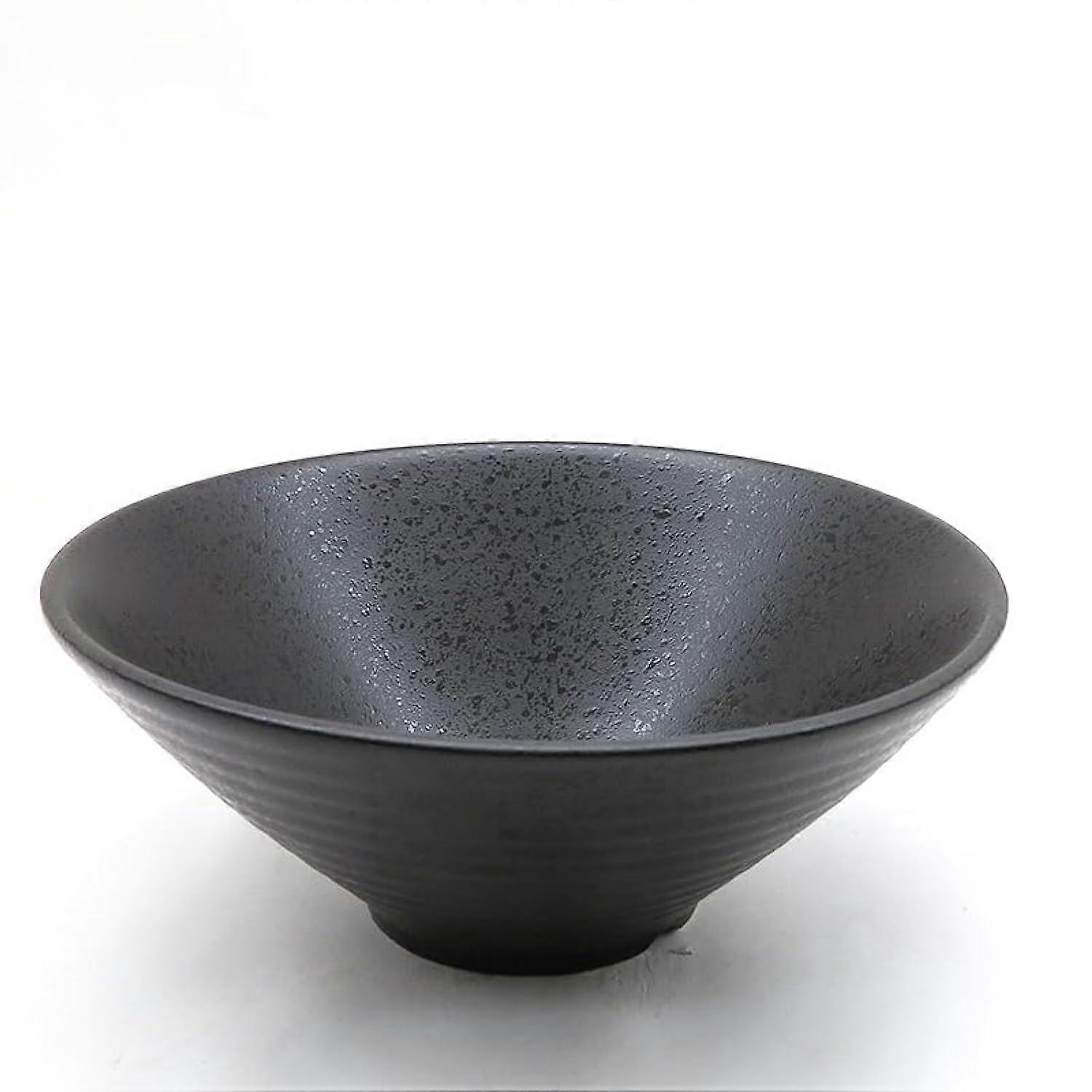 Tanabata Black Ceramic Ramen Bowl Set of 2, Large Asian Noodle Soup Bowls for Ramen, Pho, and Udon