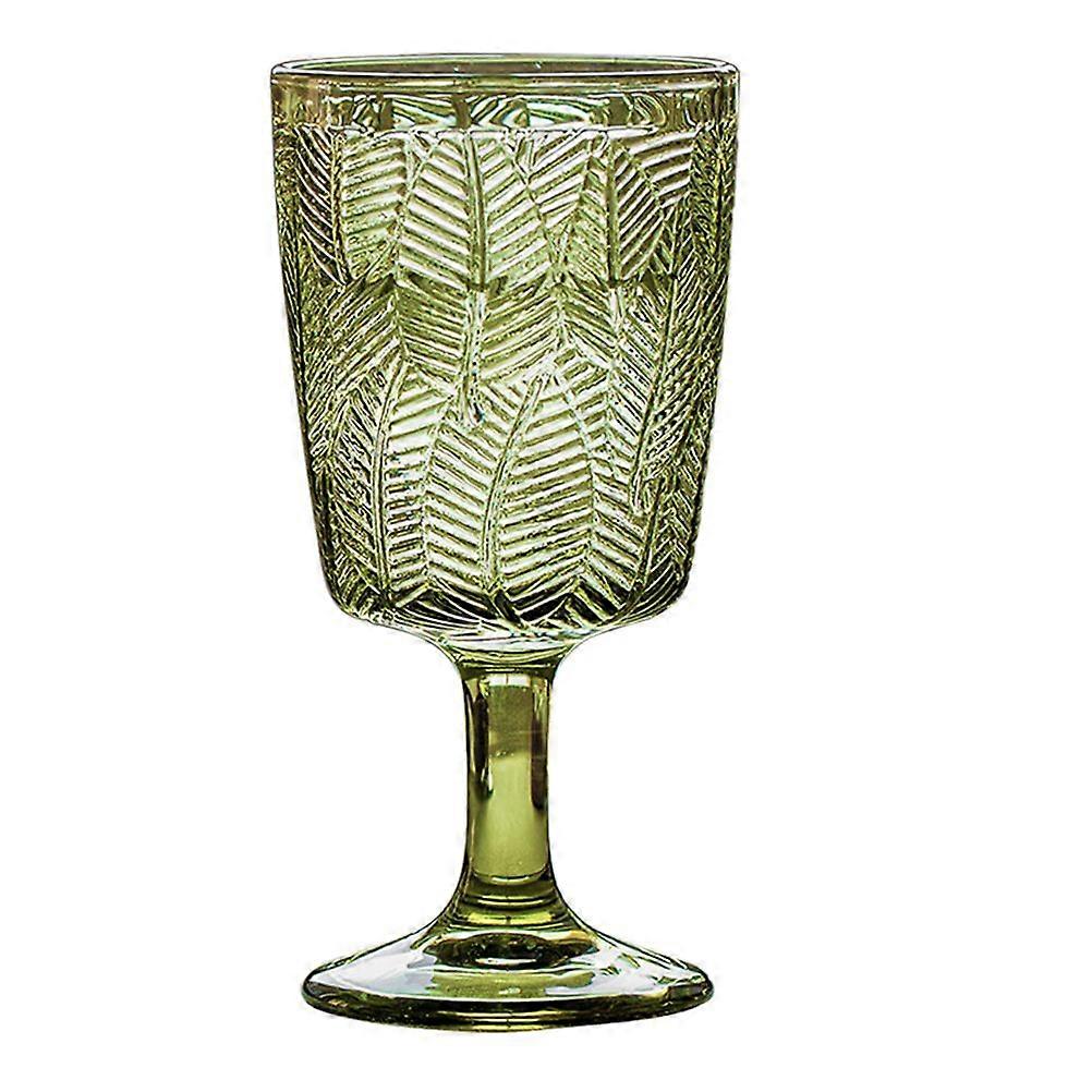 Drinks Goblet Embossed Glass Wine Cup Retro Leaves Pattern Water Goblet 300ml