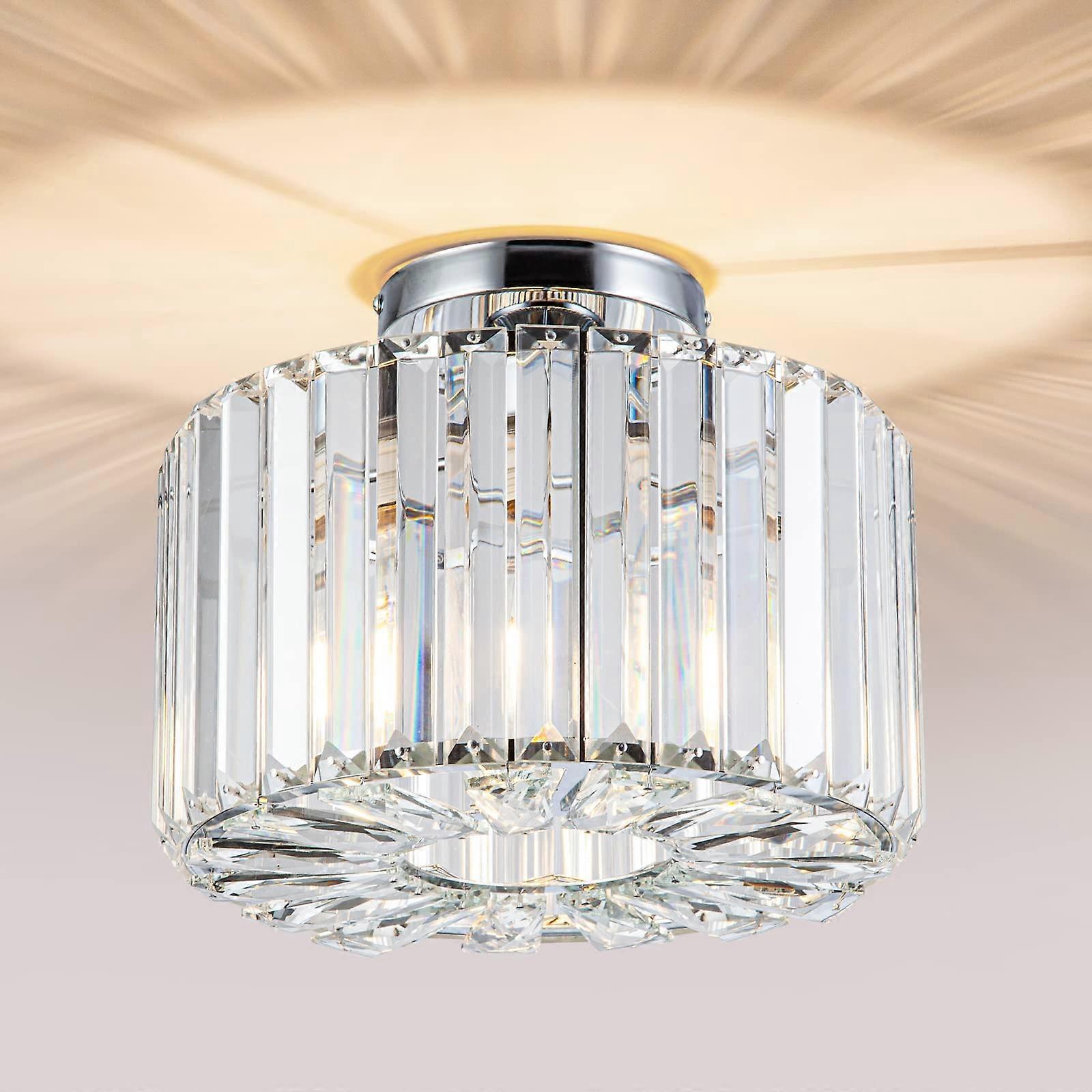 10.6" Semi Flush Mount Ceiling Light Mini Crystal Chandelier Modern Design for Hallway Bedroom Bathroom Living Room