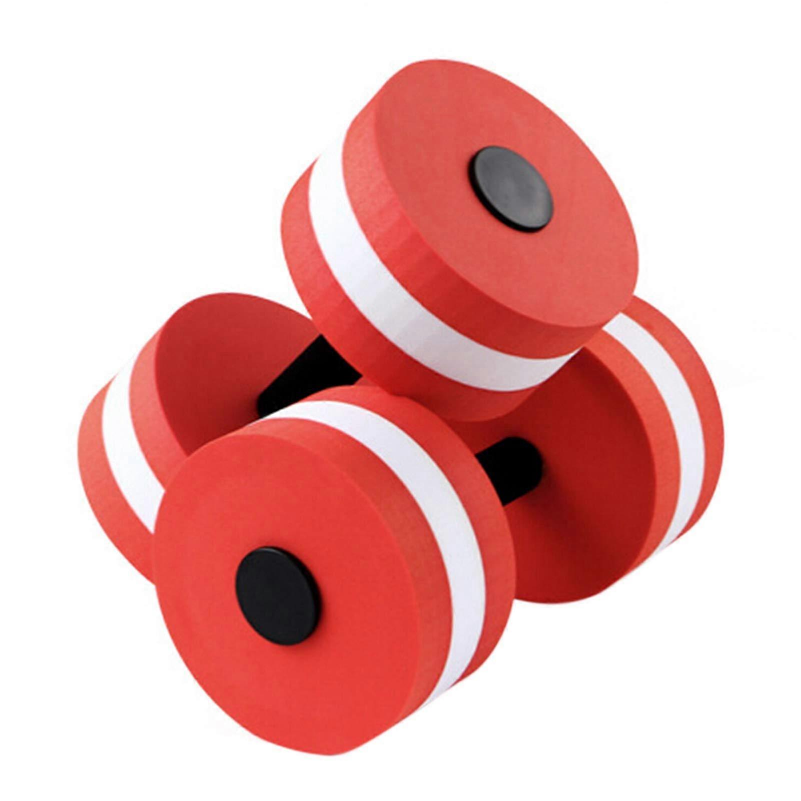 2 water aerobic swimming pool for exercise, high-density eva-foam dumbbell fitness set, water therapy, pool fitness, water exercise red
