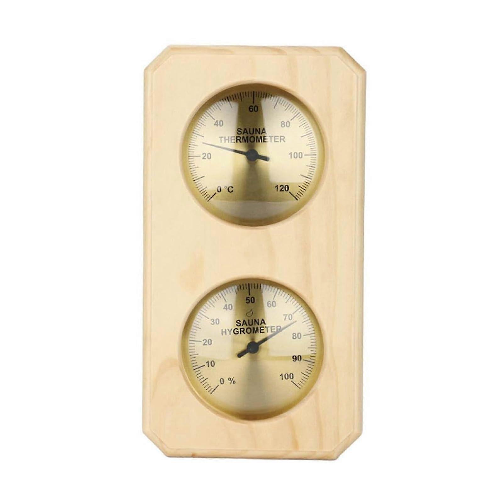 3 in 1 Barometer, Dial Type Barometer, Metal Wooden Wall Hygrometer, Sauna Hygrometer, No Batteries Required