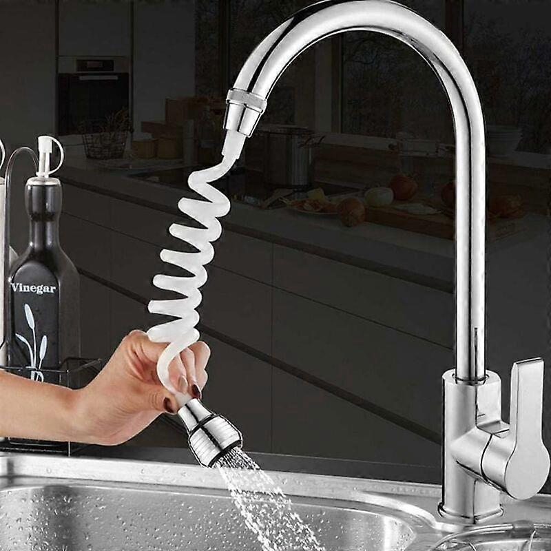 Water Saving Faucet Extender, Universal 360 Swivel Splash Proof Faucet Hose Diffuser Extendable Flexible Faucet Sprayer for Kitchen Bathroom