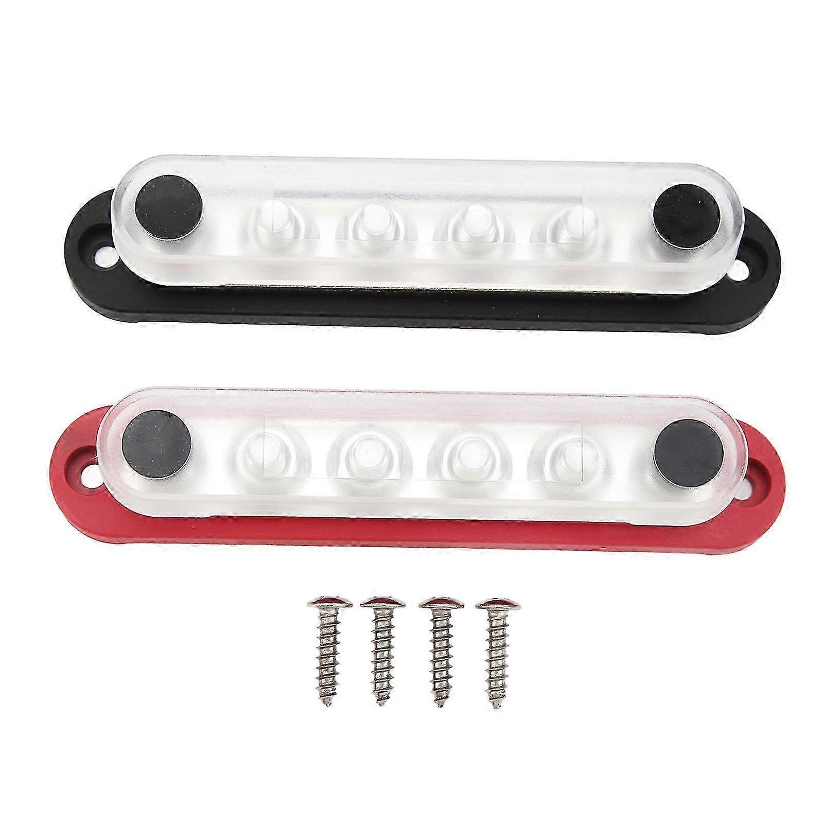 2Pcs Battery Bus Bar 6 X 5/16in M8 150A 6 Channel Power Distribution Block with Cover for Vehicle Solar Systems 12V48V