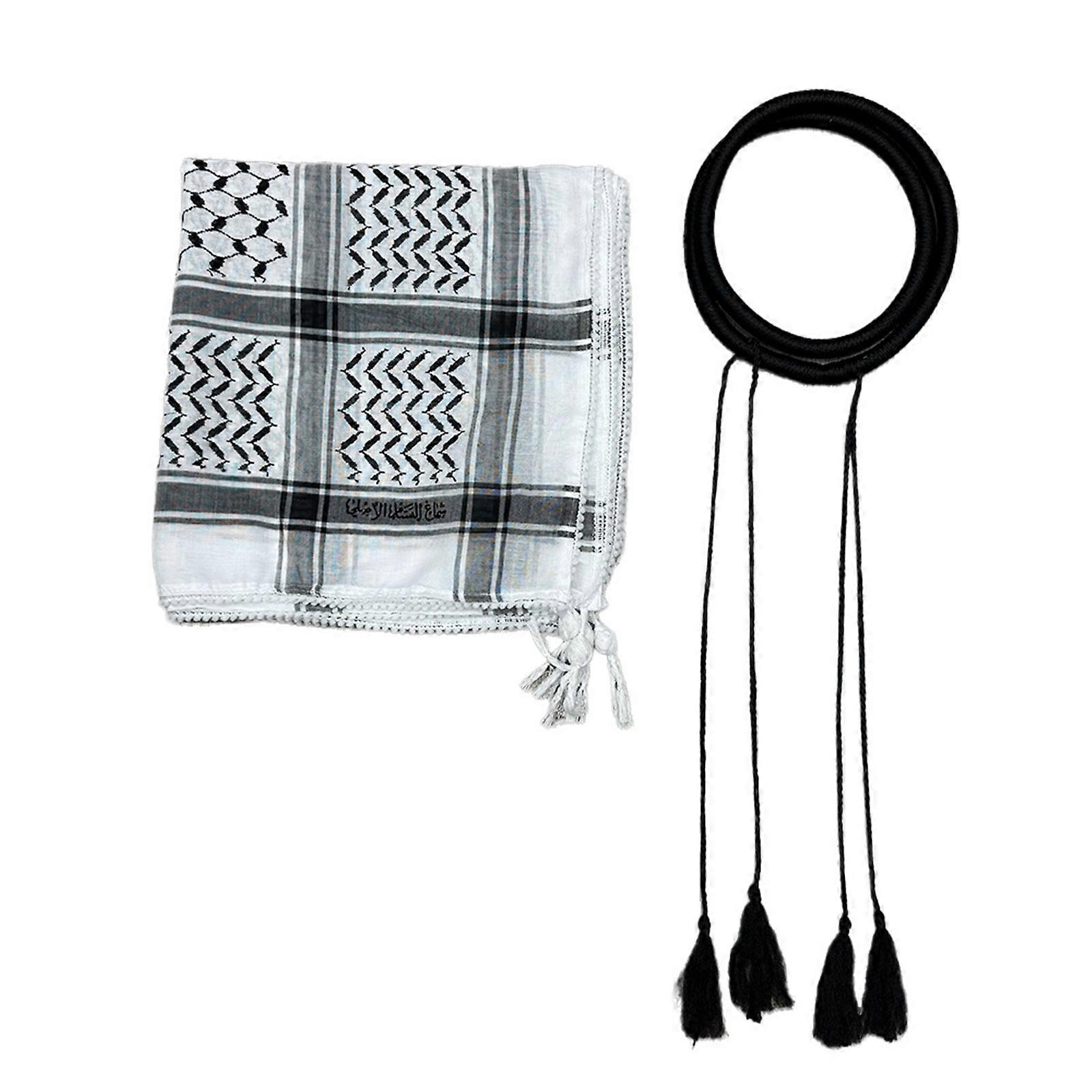 Traditional Arafat Keffiyeh Scarf for Men Daily Wear with Fringed and Pattern Design Desert Scarf Arab Shemagh for Men